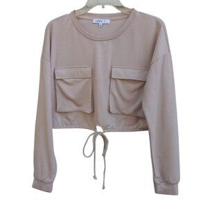 Love J cropped long sleeve knit top tee sz M